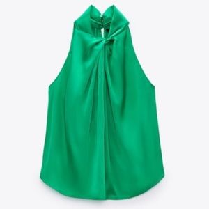 NWT Zara Knotted Satin Top